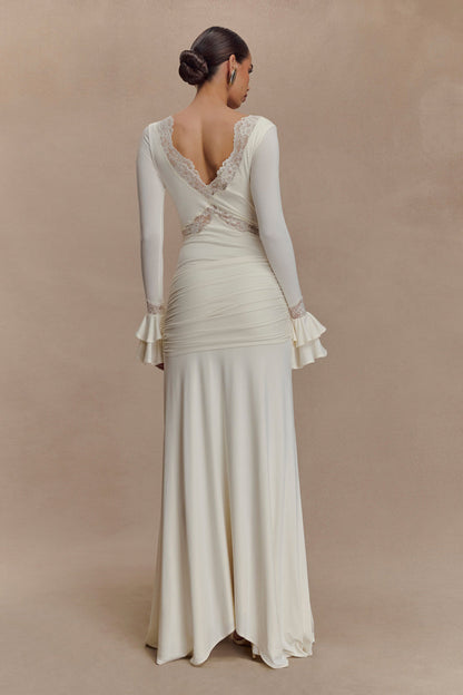 Electra Vestido largo de encaje ajustado - Marfil